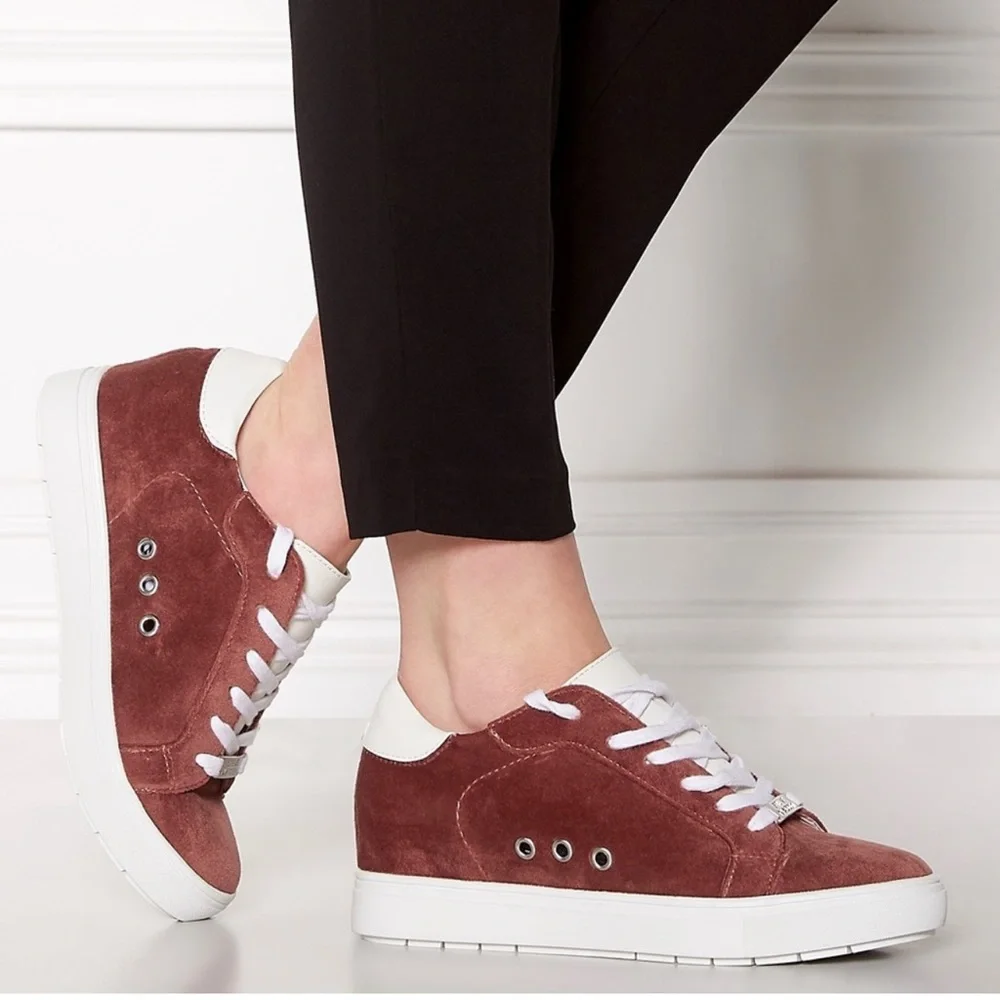 STEVE MADDEN mauve pink velvet Steal platform wedge sneakers size 10